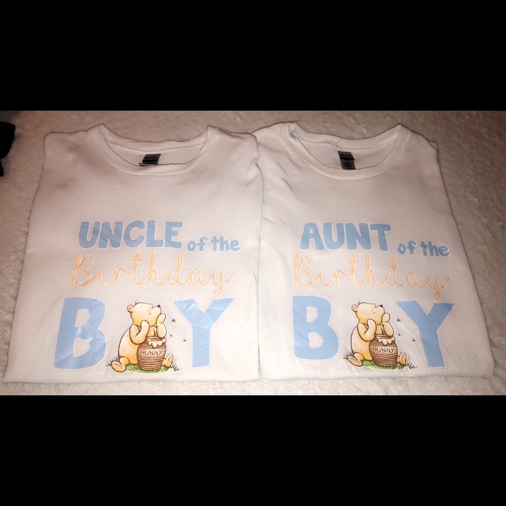Large Pooh themed Aunt/Uncle of the birthday boy shirts